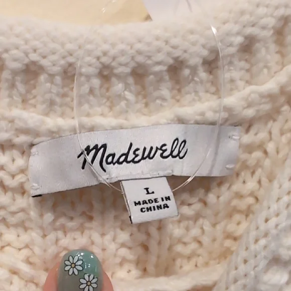 Madewell Cream Ribbed Crop Tank Top - Picture 2 of 7